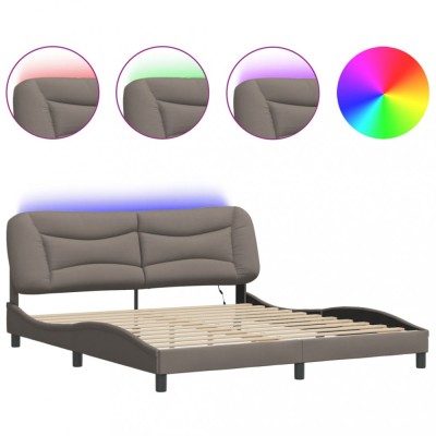 Cadru de pat cu LED fara saltea Hvar Taupe 180x200 cm Material foto