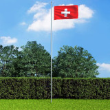 Steag Elveția și st&acirc;lp din aluminiu, 4 m, vidaXL