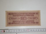 Bancnota UCRAINA 10 ZEHN karbowanez 1942