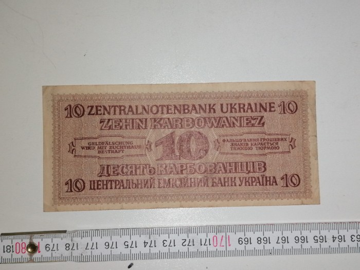 bancnota UCRAINA 10 ZEHN karbowanez 1942