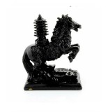Cal negru cu Pagoda pe suport 9 cm
