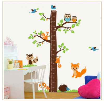 Sticker decorativ, copacelu cu animalutele padurii 185 cm, 78STK foto