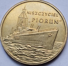 2 Zlote / Zloti 2012 Polonia, Niszczyciel &amp;quot;Piorun&amp;quot;, Aunc foto