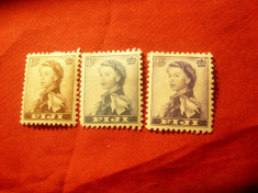 3 Timbre Fiji 1954 R.Elisabeta II ,sarniera foto