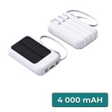 Powerbank cu panou solar 4 cabluri de &icirc;ncărcare 4000mAH alb