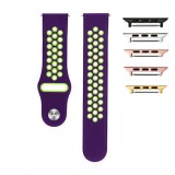 Cumpara ieftin Curea silicon, compatibila Apple Watch 9|8|7|6|5|4|3|2|1 Series, 41mm|40mm|38mm, Violet/Verde