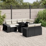 Cumpara ieftin Gossi set canapele de gradina cu perne, 11 piese, negru, poliratan