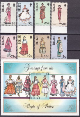Belize 1986 costume MI 850-857 + bl.76 MNH foto