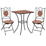 Set de bistro mozaic, 3 piese, caramiziu, placa ceramica GartenMobel Dekor