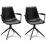 Set of 2 Black Dining Chairs with Armrests Isabel