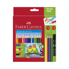 Creioane colorate 18 culori triunghiulare Faber Castell + 4 creioane colorate si 2 creioane grafit 201597 foto