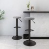 Set 2 Scaune Bar Gossi Gri Deschis Catifea, Rotative, Inaltime Reglabila, Otel, 31x(58-78)cm