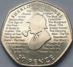 Moneda 50 pence 2019 Marea Britanie , Sherlock Holmes, aunc foto
