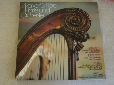 MOZART / DEBUSSY / RAVEL - Lucrari pentru Flaut , Harfa si Orchestra - Vinil foto