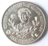 BAILIWICK OF GUERNSEY ANGLIA 5 LIRE POUNDS 1995 QUEEN MOTHER ELIZABETH XF, Europa, Cupru-Nichel