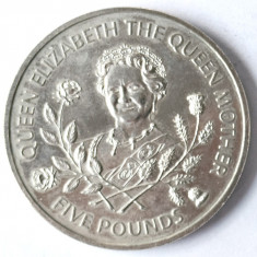 BAILIWICK OF GUERNSEY ANGLIA 5 LIRE POUNDS 1995 QUEEN MOTHER ELIZABETH XF