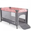 Patut Pliabil Moni Safari Pink Cangaroo, 0-15kg, cu Saltea Inclusa, Portabil, Compact, Accesorii, Geanta Transport, Camera Copilului