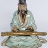 Bibelou portelan chinezesc vechi, vintage - Chinez care canta la guqin - marcat