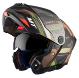 Casca modulabila pentru scuter - motocicleta MT Atom 2 SV Bast A6 military (maro/verde mat) (ochelari soare integrati) Pinlock Ready &ndash; tip viziera: MT