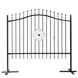 Panou metalic gard din fier forjat Flora, fier forjat, negru, 2000 x 1600 mm