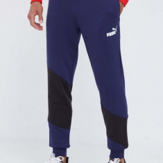 Puma pantaloni de trening culoarea albastru marin, cu imprimeu