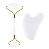 Set rola Jade cu piatra Gua Sha - Alb, Dactylion