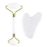 Cumpara ieftin Set rola Jade cu piatra Gua Sha - Alb, Dactylion
