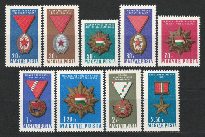 Ungaria 1966 Mi 2222/30 MNH - Medaliile Republicii Populare Maghiare