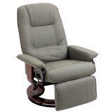 HOMCOM Fotoliu relax Fotoliu TV Fotoliu recliner Piele ecologică Scaun rotativ 360&deg; &Icirc;nclinat 145&deg; Gri 78 x 87 x 100 cm | Aosom Romania