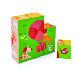 Puzzle din lemn cuburi - Animale 3 x 3, Hape