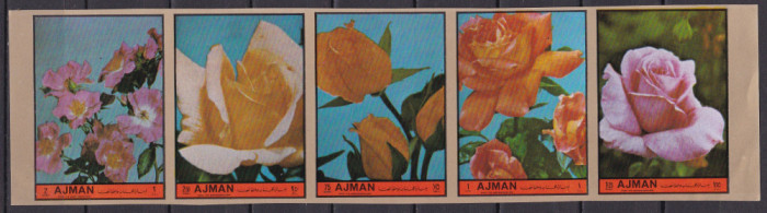Ajman 1973 flori trandafiri MI 2078-2082B MNH