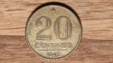 Brazilia - moneda de colectie raruta - 20 centavos 1946 - frumoasa !, America Centrala si de Sud