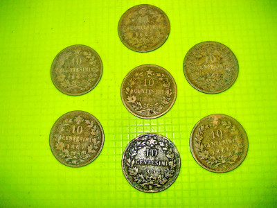 9817-Moneda veche 10 Centesimi-Victor Emanuel 2-Rege Italia, bronz-H. foto