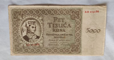 Croația - 5000 Kuna (1943) foto