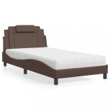 VidaXL Pat, Viana, cu saltea, maro, 100x200 cm, piele ecologică 3208777