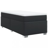 Cumpara ieftin Pat box spring cu saltea, negru, 100x200 cm, piele ecologica
