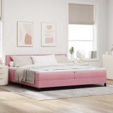 Cumpara ieftin Pat cu arc LED cu benzi LED Roz 200 x 200 cm Catifea