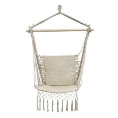 Scaun tip Leagan Suspendabil Bej cu Spatar si Macrameu 100x50x110 cm