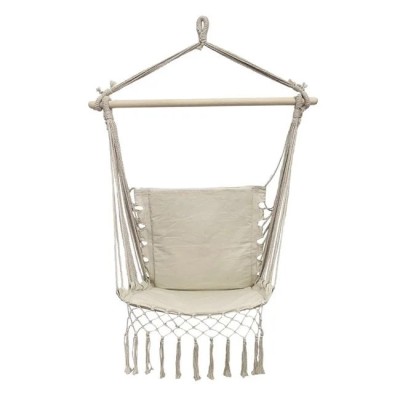 Scaun tip Leagan Suspendabil Bej cu Spatar si Macrameu 100x50x110 cm foto