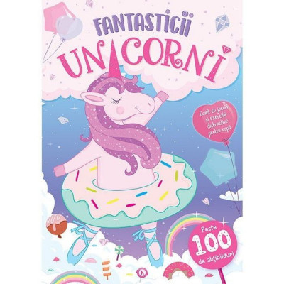 Carte de activitati Fantasticii Unicorni Editura Kreativ, 16 pagini, abtibilduri incluse, 3-10 ani foto