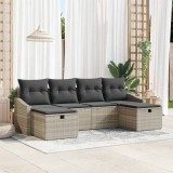 VidaXL Set de canapele pentru grădină 6 pcs Gri deschis Rattan poli