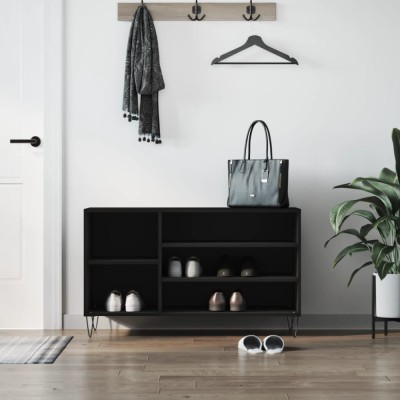Gossi pantofar, negru, 102x36x60 cm, lemn compozit foto