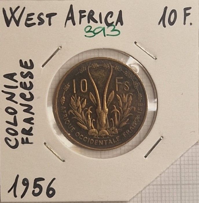 393 French West Africa, Africa de Vest Franceza, 10 Francs 1958, KM#6