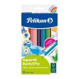 Creioane colorate solubile in apa 12 culori/set, sectiune hexagonala, Pelikan
