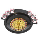 Joc de Baut Ruleta Flippy, cu 6 Pahare de Shot din Sticla , 30 x 26.5 x 6.5 cm, Rosu/Negru