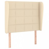 Cumpara ieftin Tablie de pat cu aripioare, crem, 93x23x118/128 cm, tesatura