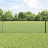 Gard din S&acirc;rmă Sudată cu 11 St&acirc;lpi U Verde 0.5x25 m Oțel