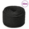 VidaXL Frânghie de lucru, negru, 10 mm, 50 m, polipropilenă