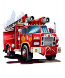 Cumpara ieftin Sticker decorativ, Masina de Pompieri, Rosu, 68 cm, 1214STK-3