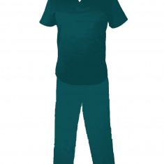 Costum Medical Pe Stil, Turcoaz inchis cu Elastan, Model Classic Barbati - M, M